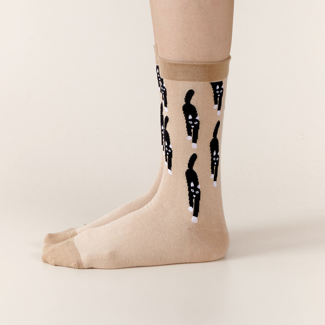 キャットカミングソックス - ベージュ