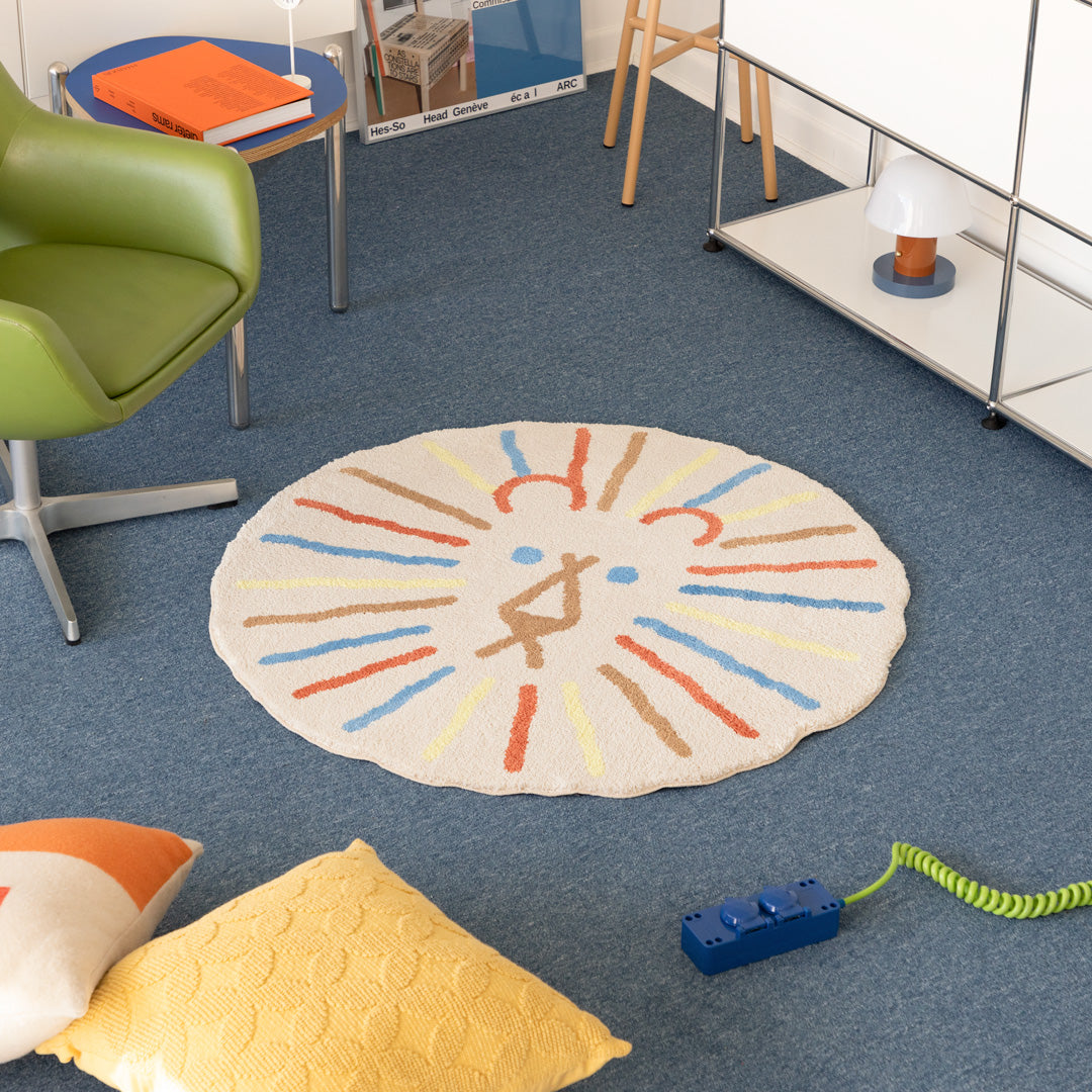 ライオンラグ - アイボリー地に多色のライン