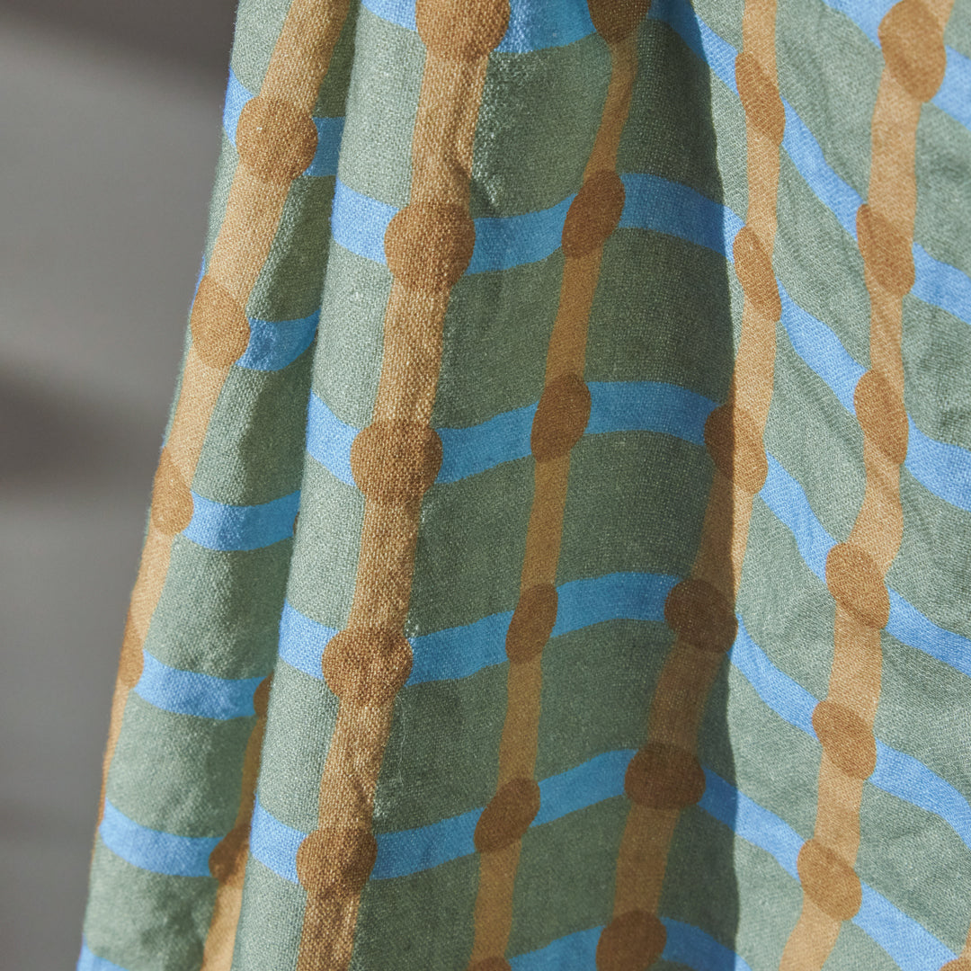 ドットチェック キッチンクロス - ブラウン×カーキ