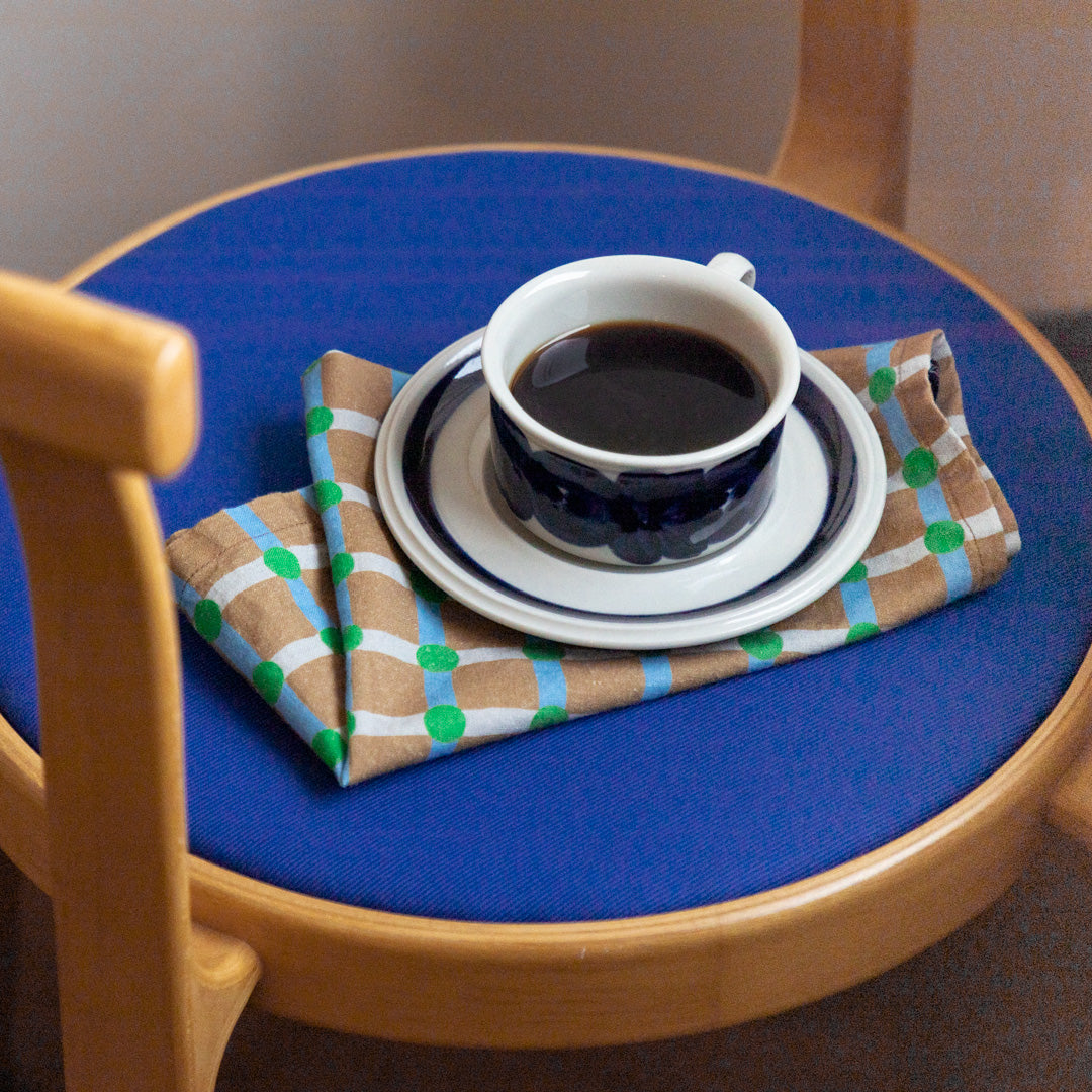 ドットチェックキッチンクロス - レンガの上にグリーン
