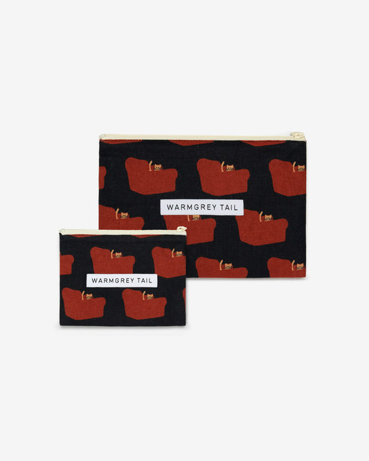 アームチェアフラットポーチ - レッドオンブラック (2サイズ)