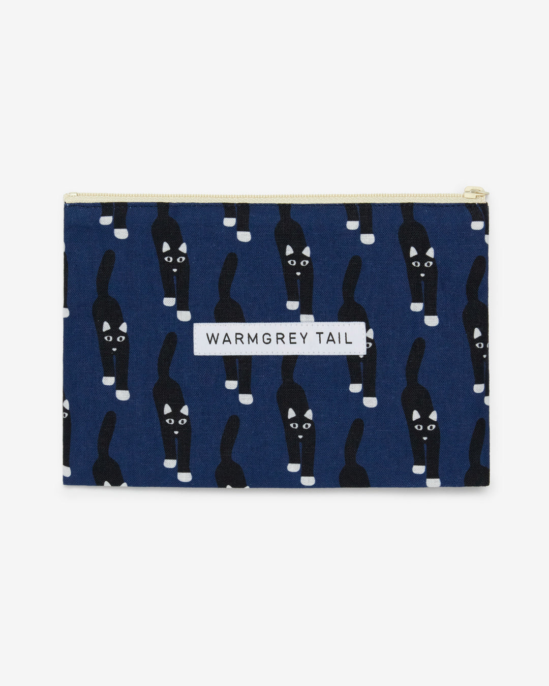 キャットカミングフラットポーチ - ネイビー (2サイズ)
