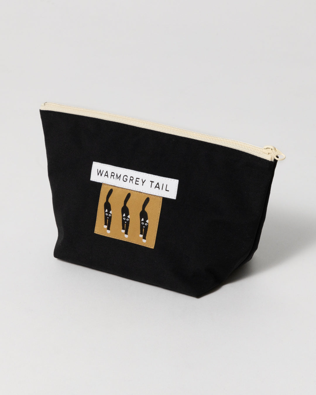 キャットカミングレーベル スタンディングポーチ - ブラック (3サイズ)