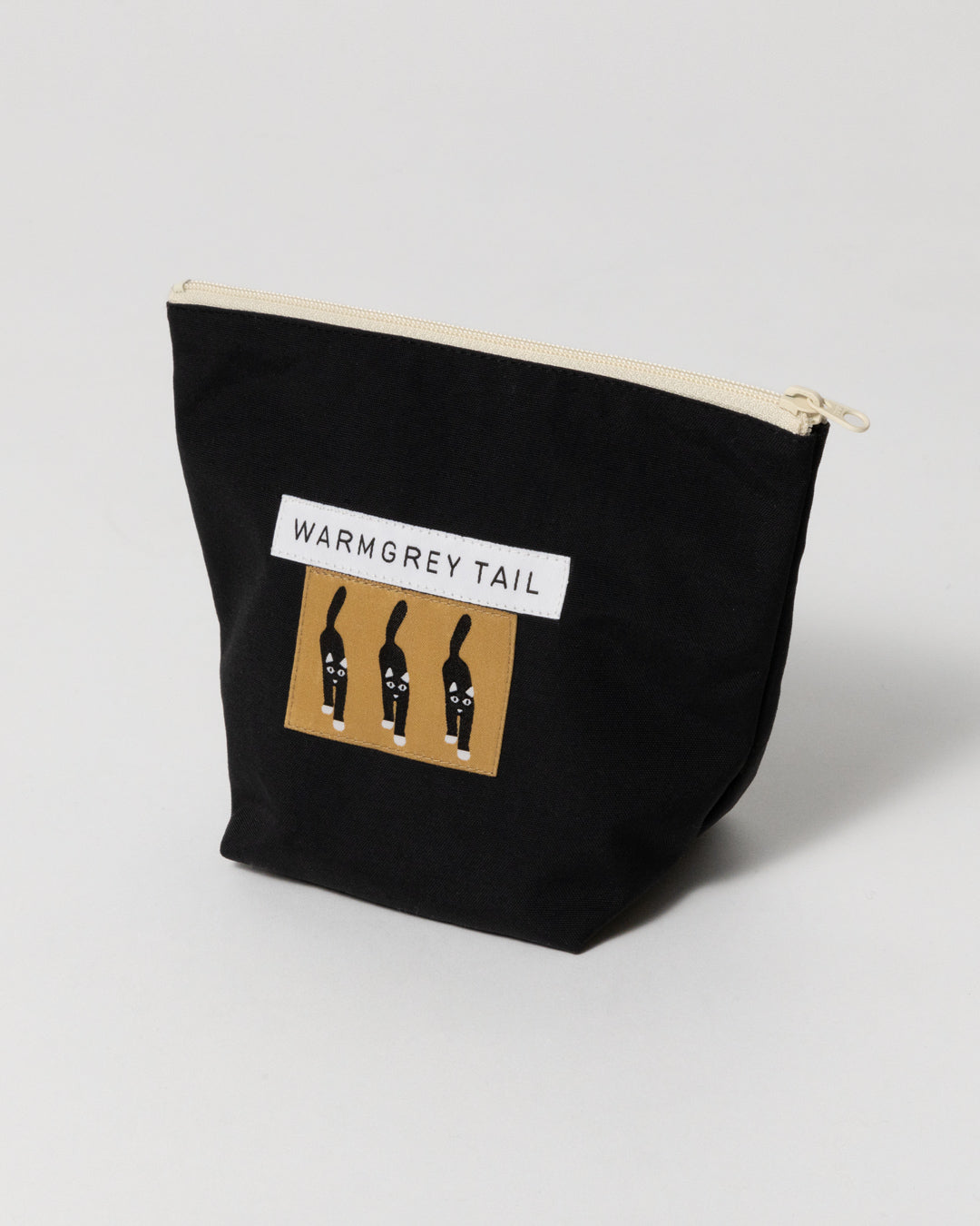 キャットカミングレーベル スタンディングポーチ - ブラック (3サイズ)