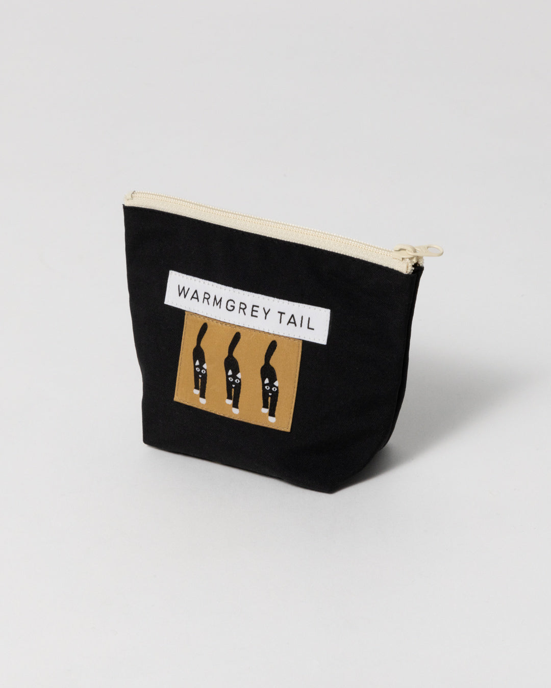 キャットカミングレーベル スタンディングポーチ - ブラック (3サイズ)