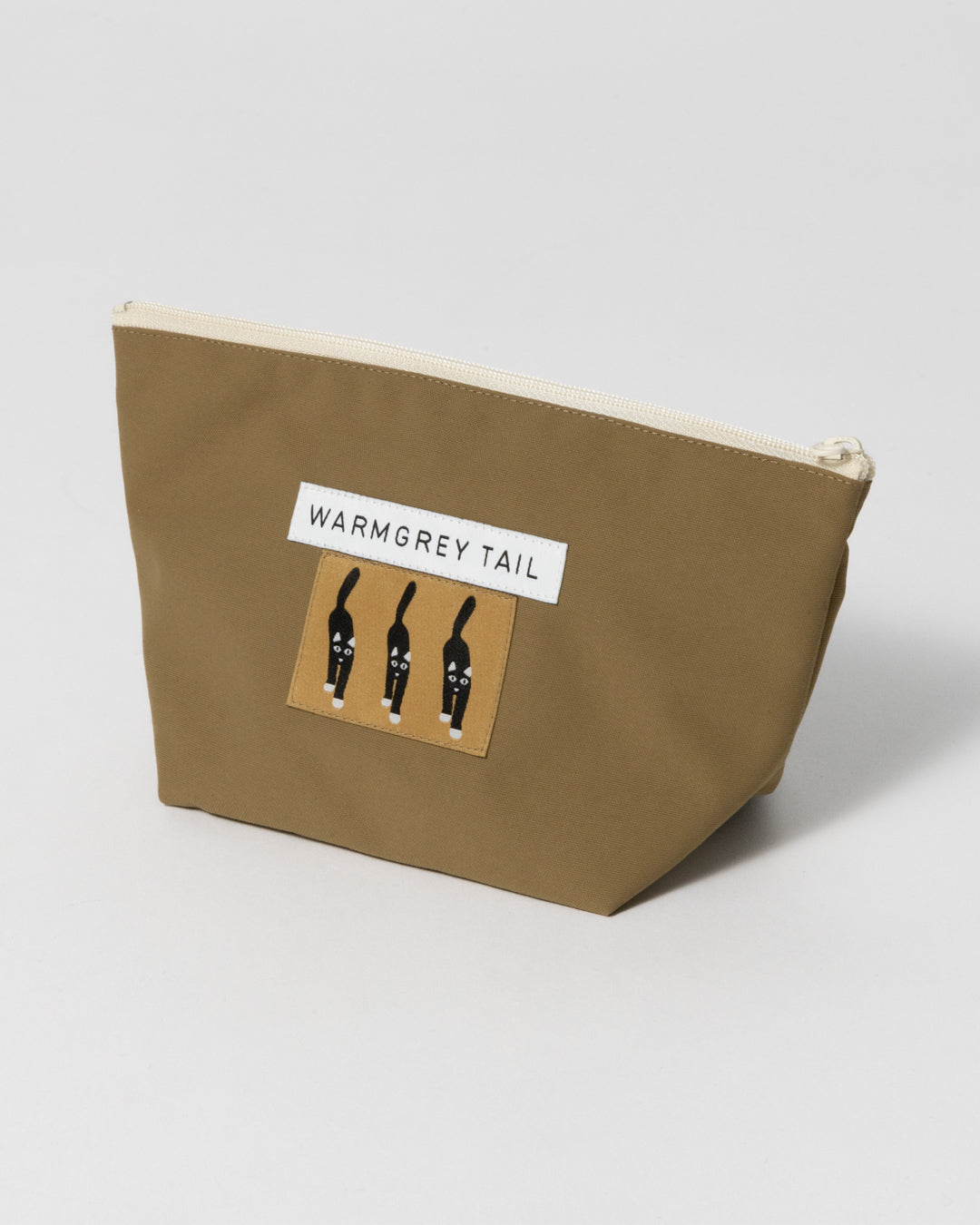 キャットカミングレーベル スタンディングポーチ キャメル (3サイズ)