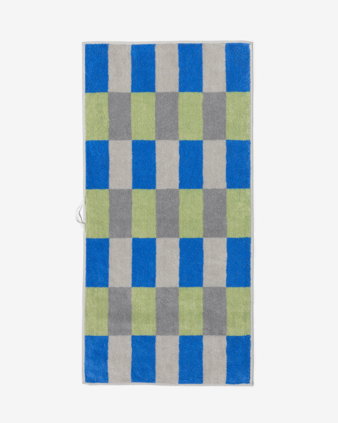 チェックフェイスタオル - カーキブルー
