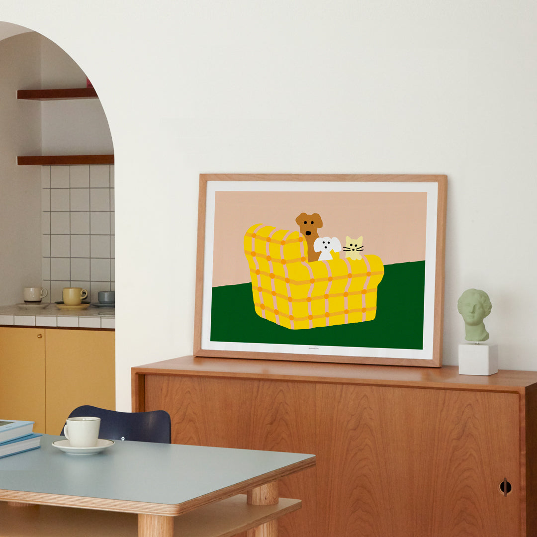 アームチェア犬＆猫ポスター