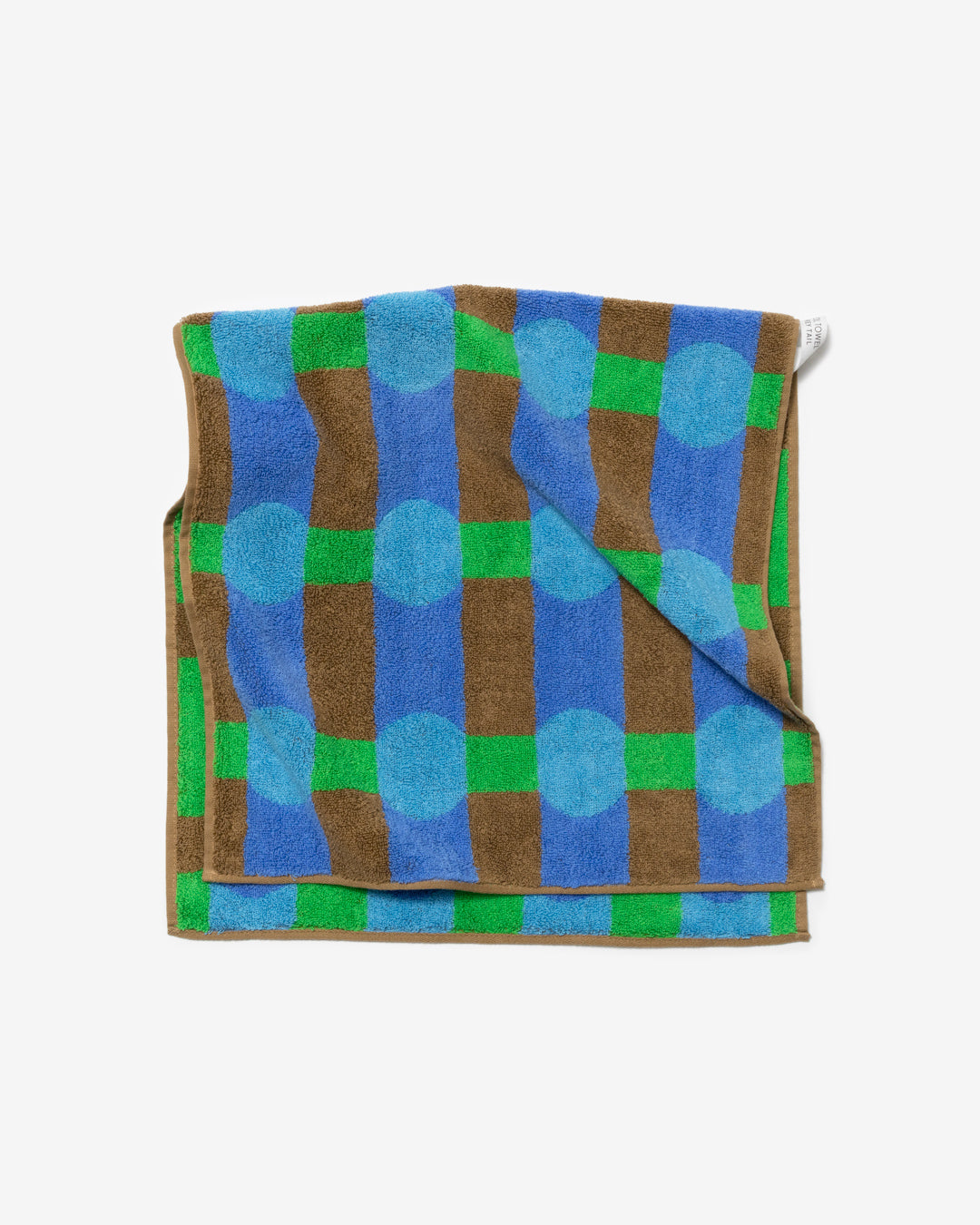 ドットチェック フェイスタオル - ブルー オン レンガ