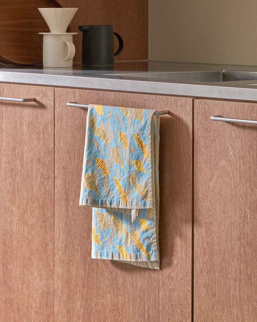 コーンフィールドキッチンクロス - イエロー＆グレー