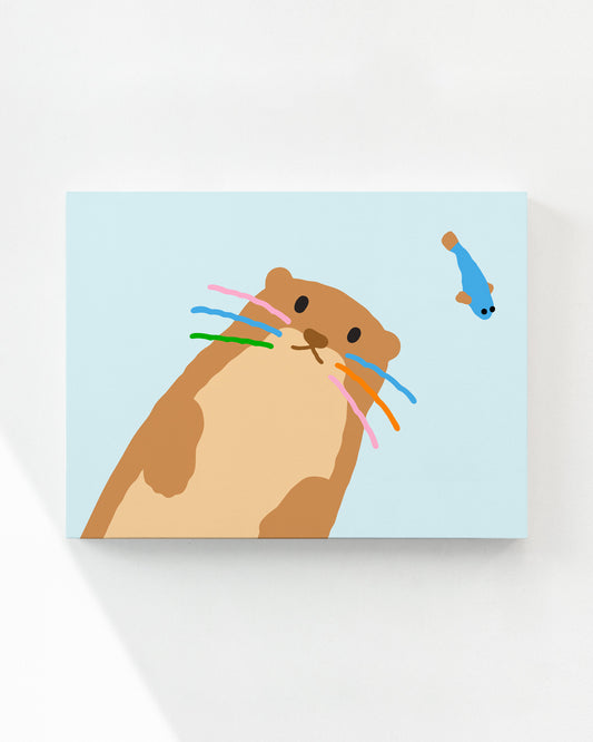 カワウソ - ライトブルーキャンバス