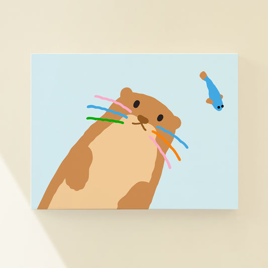 カワウソ - ライトブルーキャンバス