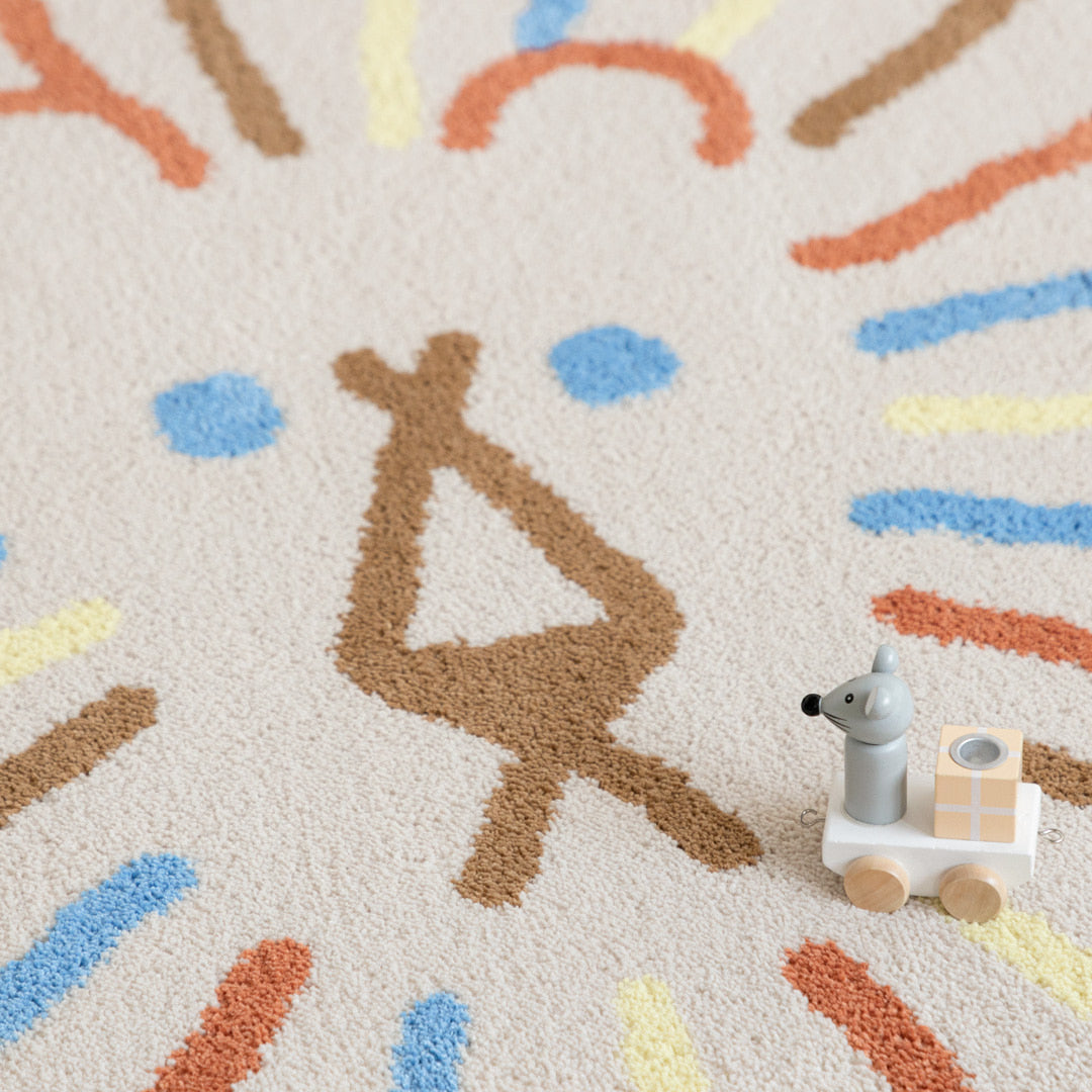 ライオンラグ - アイボリー地に多色のライン