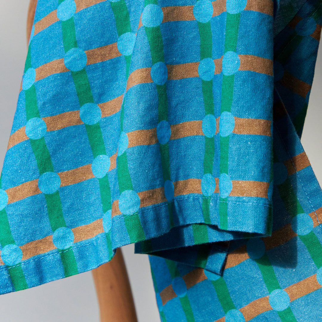 ドットチェックキッチンクロス - ブルーオンブルー