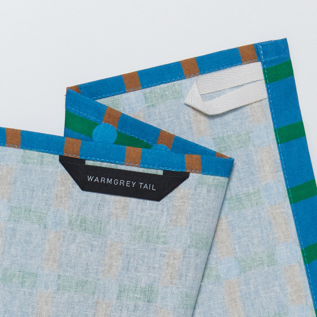 ドットチェックキッチンクロス - ブルーオンブルー