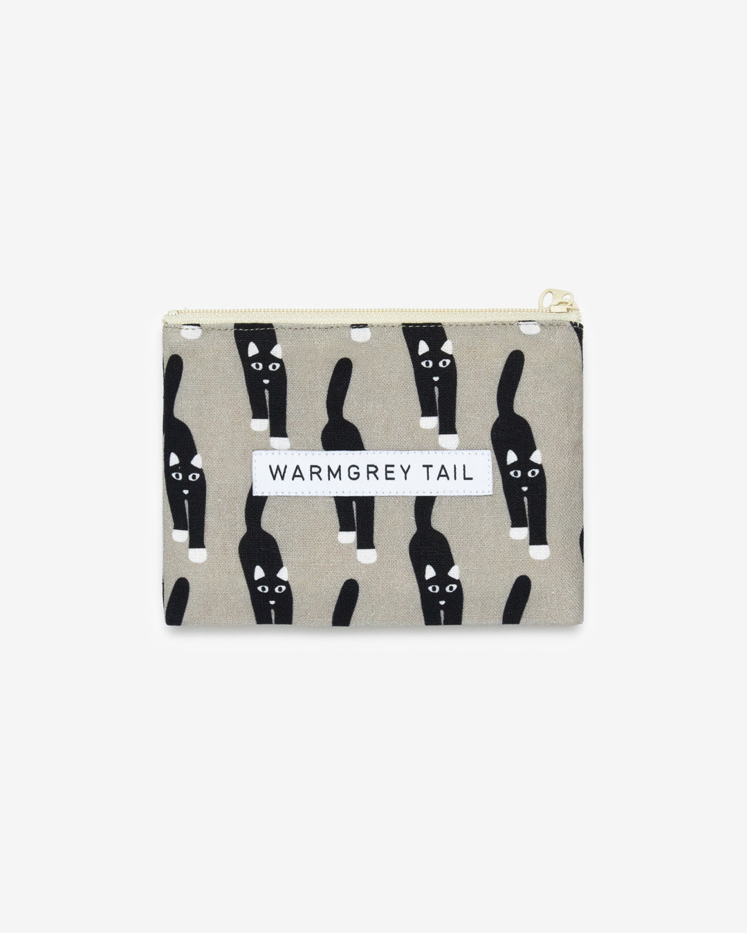 キャットカミングフラットポーチ - グレー (2サイズ)