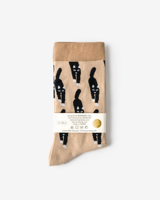 キャットカミングソックス - ベージュ