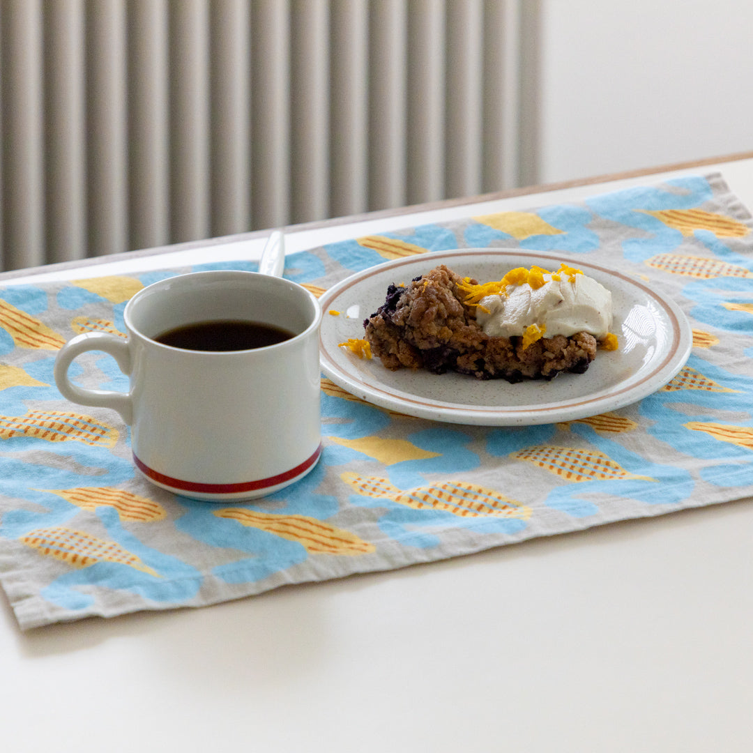 コーンフィールドキッチンクロス - イエロー＆グレー