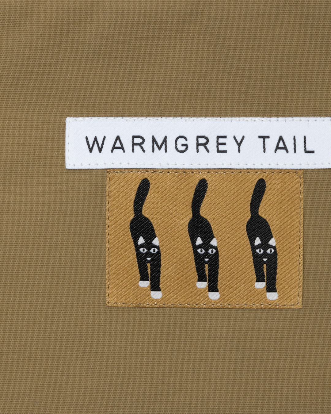 キャットカミングレーベル フラットポーチ - キャメル (2サイズ)