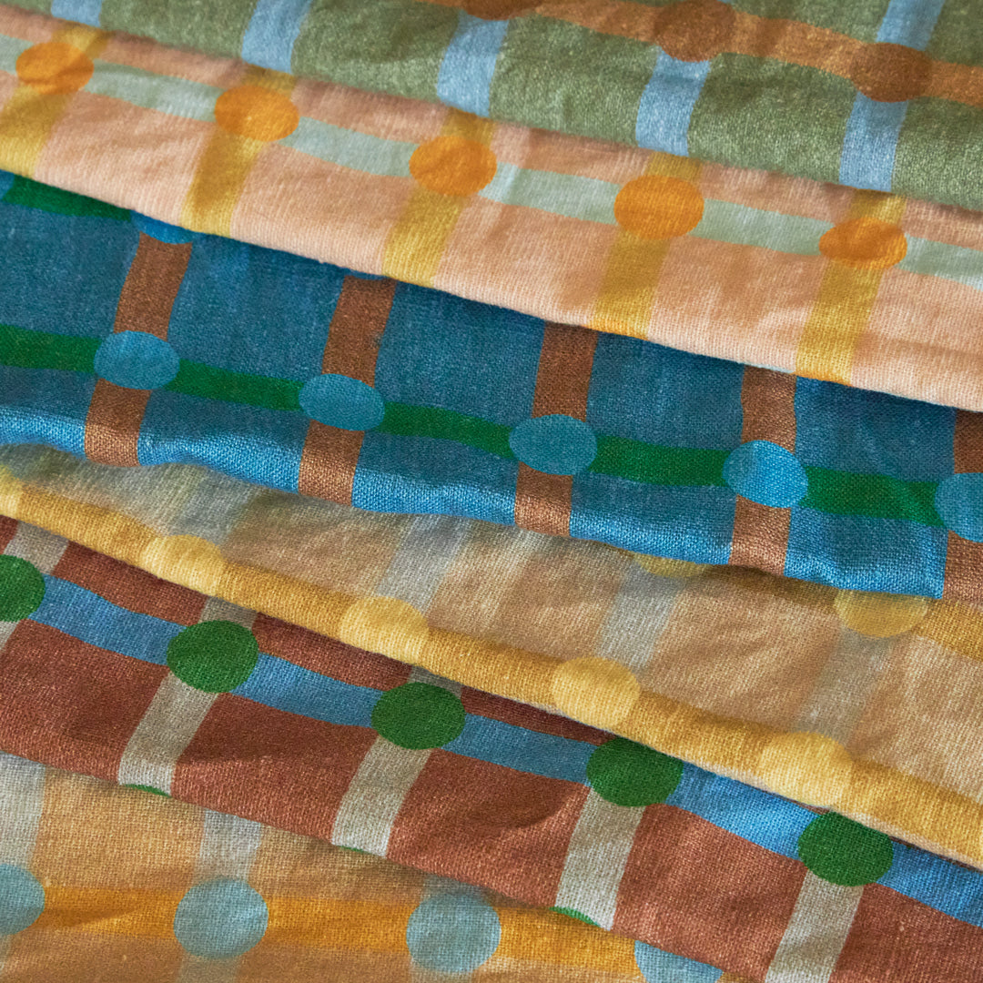 ドットチェックキッチンクロス - オレンジ×ピンク