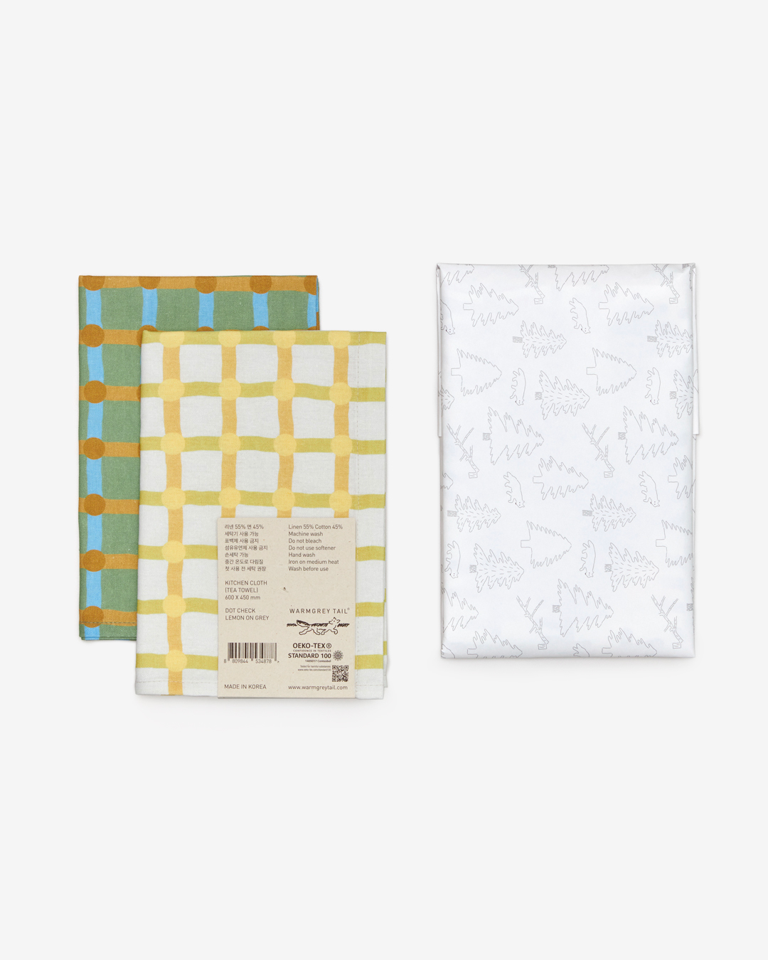 ドットチェックキッチンクロス - レンガの上にグリーン