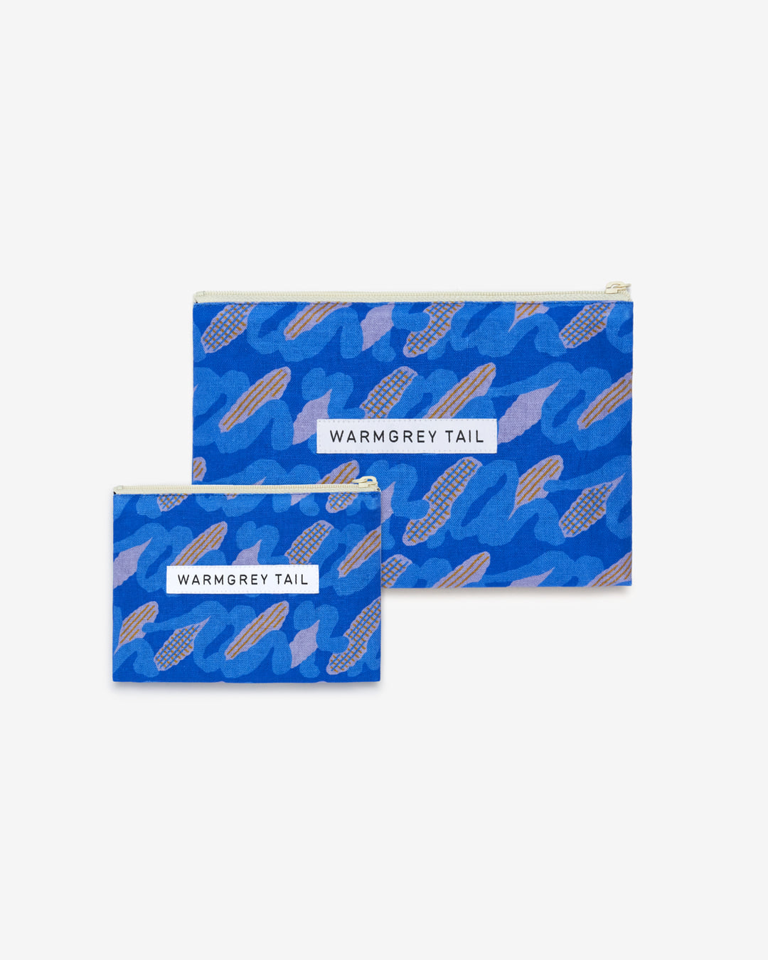 キャットカミングフラットポーチ - ネイビー (2サイズ)