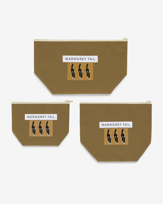 キャットカミングレーベル スタンディングポーチ キャメル (3サイズ)