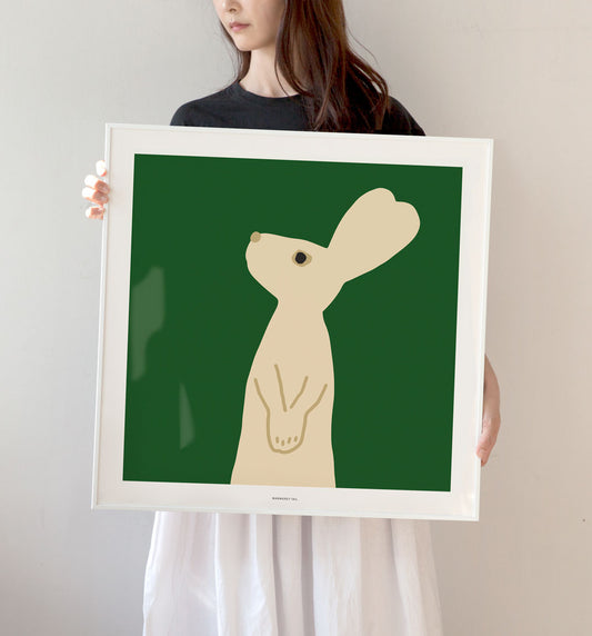 ハートラビット - グリーンポスター [スクエア]
